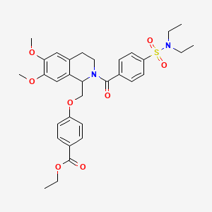 molecular formula C32H38N2O8S B2513194 ethyl 4-((2-(4-(N,N-diethylsulfamoyl)benzoyl)-6,7-dimethoxy-1,2,3,4-tetrahydroisoquinolin-1-yl)methoxy)benzoate CAS No. 681155-49-7