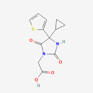 molecular formula C12H12N2O4S B2513205 2-[4-环丙基-2,5-二氧代-4-(噻吩-2-基)咪唑烷-1-基]乙酸 CAS No. 1270850-79-7