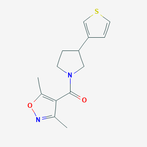 molecular formula C14H16N2O2S B2513216 (3,5-Dimethylisoxazol-4-yl)(3-(thiophen-3-yl)pyrrolidin-1-yl)methanone CAS No. 2178772-96-6