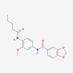 molecular formula C20H22N2O5 B251324 N-[3-methoxy-4-(pentanoylamino)phenyl]-1,3-benzodioxole-5-carboxamide 