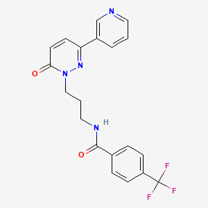 molecular formula C20H17F3N4O2 B2513247 N-(3-(6-氧代-3-(吡啶-3-基)哒嗪-1(6H)-基)丙基)-4-(三氟甲基)苯甲酰胺 CAS No. 1021258-45-6