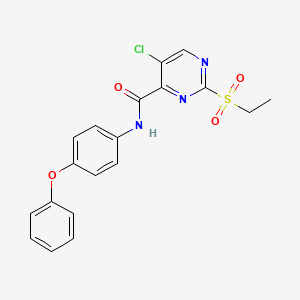 molecular formula C19H16ClN3O4S B2513262 5-氯-2-(乙磺酰基)-N-(4-苯氧基苯基)嘧啶-4-甲酰胺 CAS No. 902139-14-4