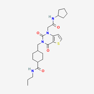 4-((1-(2-(cyclopentylamino)-2-oxoethyl)-2,4-dioxo-1,2-dihydrothieno[3,2-d]pyrimidin-3(4H)-yl)methyl)-N-propylcyclohexanecarboxamide