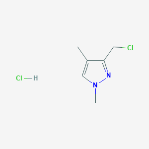 molecular formula C6H10Cl2N2 B2513275 盐酸3-(氯甲基)-1,4-二甲基-1H-吡唑 CAS No. 2137587-78-9
