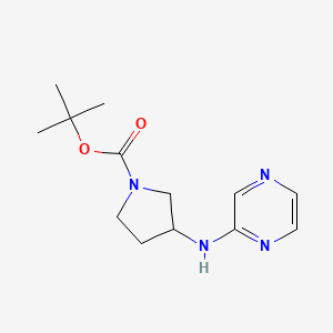 molecular formula C13H20N4O2 B2513286 3-(Pyrazin-2-ylamino)-pyrrolidine-1-carboxylic acid tert-butyl ester CAS No. 1186298-86-1