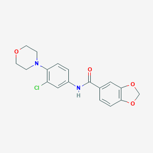 molecular formula C18H17ClN2O4 B251329 N~5~-(3-chloro-4-morpholinophenyl)-1,3-benzodioxole-5-carboxamide 