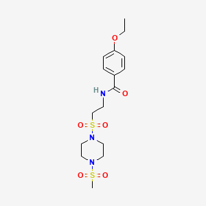 molecular formula C16H25N3O6S2 B2513292 4-乙氧基-N-(2-((4-(甲磺酰基)哌嗪-1-基)磺酰基)乙基)苯甲酰胺 CAS No. 922121-39-9