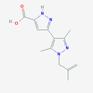 molecular formula C13H16N4O2 B2513298 3',5'-dimethyl-1'-(2-methylprop-2-en-1-yl)-1H,1'H-3,4'-bipyrazole-5-carboxylic acid CAS No. 890624-75-6