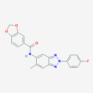 molecular formula C21H15FN4O3 B251330 N-[2-(4-fluorophenyl)-6-methyl-2H-1,2,3-benzotriazol-5-yl]-1,3-benzodioxole-5-carboxamide 