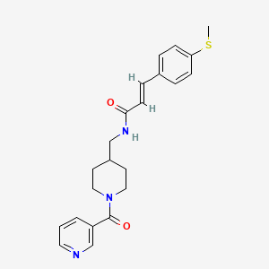 molecular formula C22H25N3O2S B2513307 (E)-3-(4-(methylthio)phenyl)-N-((1-nicotinoylpiperidin-4-yl)methyl)acrylamide CAS No. 1798397-46-2