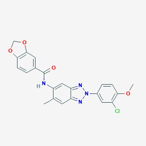 molecular formula C22H17ClN4O4 B251331 N-[2-(3-chloro-4-methoxyphenyl)-6-methyl-2H-1,2,3-benzotriazol-5-yl]-1,3-benzodioxole-5-carboxamide 