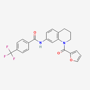 molecular formula C22H17F3N2O3 B2513310 N-[1-(furan-2-carbonyl)-1,2,3,4-tetrahydroquinolin-7-yl]-4-(trifluoromethyl)benzamide CAS No. 946367-65-3