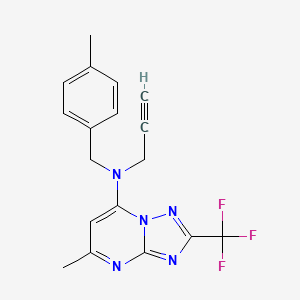 molecular formula C18H16F3N5 B2513315 5-methyl-N-[(4-methylphenyl)methyl]-N-(prop-2-yn-1-yl)-2-(trifluoromethyl)-[1,2,4]triazolo[1,5-a]pyrimidin-7-amine CAS No. 1240867-57-5