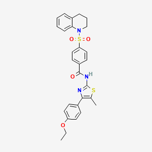 molecular formula C28H27N3O4S2 B2513325 4-(3,4-二氢-2H-喹啉-1-磺酰基)-N-[4-(4-乙氧基苯基)-5-甲基-1,3-噻唑-2-基]苯甲酰胺 CAS No. 536732-75-9