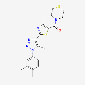 (2-(1-(3,4-dimethylphenyl)-5-methyl-1H-1,2,3-triazol-4-yl)-4-methylthiazol-5-yl)(thiomorpholino)methanone