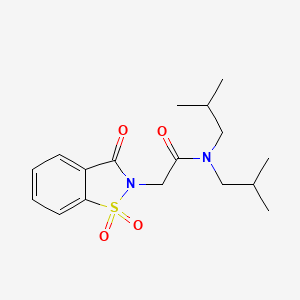 molecular formula C17H24N2O4S B2513360 2-(1,1-dioxido-3-oxobenzo[d]isothiazol-2(3H)-yl)-N,N-diisobutylacetamide CAS No. 876551-02-9