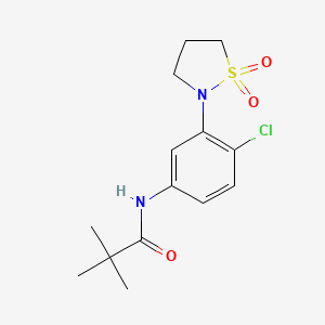 molecular formula C14H19ClN2O3S B2513363 N-(4-chloro-3-(1,1-dioxidoisothiazolidin-2-yl)phenyl)pivalamide CAS No. 941886-87-9
