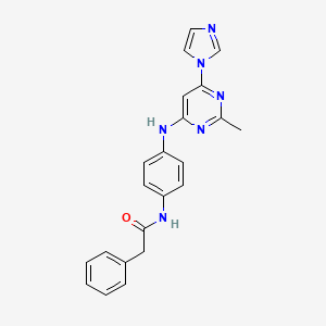 molecular formula C22H20N6O B2513366 N-(4-((6-(1H-咪唑-1-基)-2-甲基嘧啶-4-基)氨基)苯基)-2-苯基乙酰胺 CAS No. 1203416-21-0