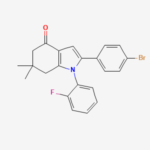 molecular formula C22H19BrFNO B2513367 2-(4-Bromophenyl)-1-(2-fluorophenyl)-6,6-dimethyl-5,7-dihydroindol-4-one CAS No. 312632-71-6