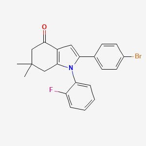 molecular formula C22H19BrFNO B2513367 2-(4-bromophenyl)-1-(2-fluorophenyl)-6,6-dimethyl-4,5,6,7-tetrahydro-1H-indol-4-one CAS No. 312632-71-6