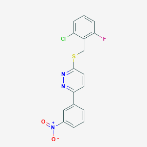 molecular formula C17H11ClFN3O2S B2513368 3-((2-Chloro-6-fluorobenzyl)thio)-6-(3-nitrophenyl)pyridazine CAS No. 920478-89-3