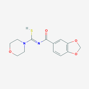 molecular formula C13H14N2O4S B251337 N-(1,3-benzodioxole-5-carbonyl)morpholine-4-carboximidothioic acid 