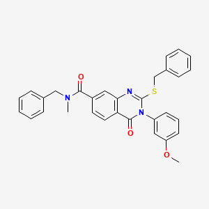 molecular formula C31H27N3O3S B2513370 N-苄基-2-(苄硫基)-3-(3-甲氧基苯基)-N-甲基-4-氧代-3,4-二氢喹唑啉-7-甲酰胺 CAS No. 1115525-93-3
