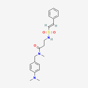 molecular formula C21H27N3O3S B2513374 N-[[4-(dimethylamino)phenyl]methyl]-N-methyl-3-[[(E)-2-phenylethenyl]sulfonylamino]propanamide CAS No. 1099783-21-7
