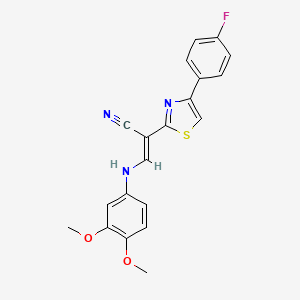(2E)-3-[(3,4-dimethoxyphenyl)amino]-2-[4-(4-fluorophenyl)-1,3-thiazol-2-yl]prop-2-enenitrile