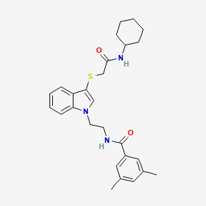 N-(2-(3-((2-(cyclohexylamino)-2-oxoethyl)thio)-1H-indol-1-yl)ethyl)-3,5-dimethylbenzamide