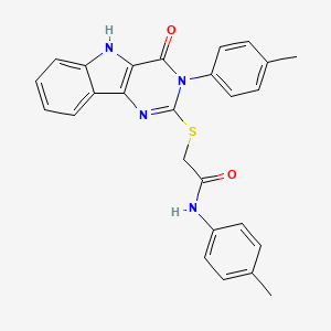molecular formula C26H22N4O2S B2513388 N-(4-methylphenyl)-2-[[3-(4-methylphenyl)-4-oxo-5H-pyrimido[5,4-b]indol-2-yl]sulfanyl]acetamide CAS No. 536704-56-0