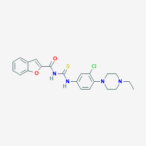 molecular formula C22H23ClN4O2S B251339 N-{[3-chloro-4-(4-ethylpiperazin-1-yl)phenyl]carbamothioyl}-1-benzofuran-2-carboxamide 
