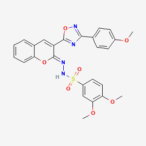 molecular formula C26H22N4O7S B2513391 3,4-二甲氧基-N-[(Z)-[3-[3-(4-甲氧基苯基)-1,2,4-恶二唑-5-基]色满-2-亚胺基]氨基]苯磺酰胺 CAS No. 1321683-30-0