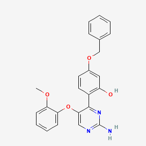 molecular formula C24H21N3O4 B2513401 2-(2-Amino-5-(2-methoxyphenoxy)pyrimidin-4-yl)-5-(benzyloxy)phenol CAS No. 849919-05-7