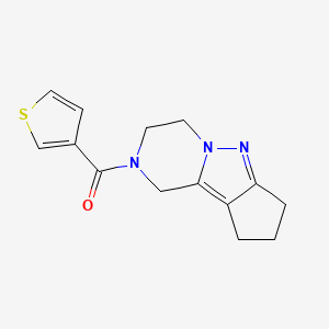 molecular formula C14H15N3OS B2513402 (3,4,8,9-tetrahydro-1H-cyclopenta[3,4]pyrazolo[1,5-a]pyrazin-2(7H)-yl)(thiophen-3-yl)methanone CAS No. 2034603-98-8