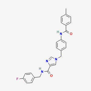 molecular formula C26H23FN4O2 B2513408 N-(4-氟苄基)-1-(4-(4-甲基苯甲酰胺)苄基)-1H-咪唑-4-甲酰胺 CAS No. 1251690-40-0