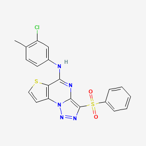 molecular formula C20H14ClN5O2S2 B2513409 N-(3-chloro-4-methylphenyl)-3-(phenylsulfonyl)thieno[2,3-e][1,2,3]triazolo[1,5-a]pyrimidin-5-amine CAS No. 892731-58-7