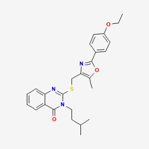 molecular formula C26H29N3O3S B2513420 2-(((2-(4-乙氧苯基)-5-甲基恶唑-4-基)甲基)硫)-3-异戊基喹唑啉-4(3H)-酮 CAS No. 1114878-24-8