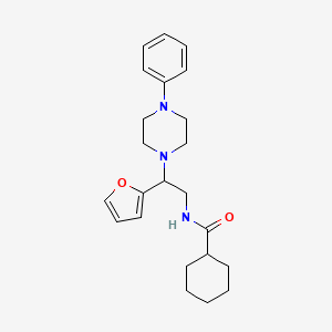 molecular formula C23H31N3O2 B2513423 N-[2-(furan-2-yl)-2-(4-phenylpiperazin-1-yl)ethyl]cyclohexanecarboxamide CAS No. 877631-57-7