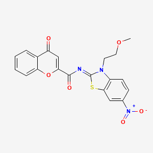 molecular formula C20H15N3O6S B2513431 N-[3-(2-甲氧基乙基)-6-硝基-1,3-苯并噻唑-2-亚烷基]-4-氧代色满-2-甲酰胺 CAS No. 864976-72-7