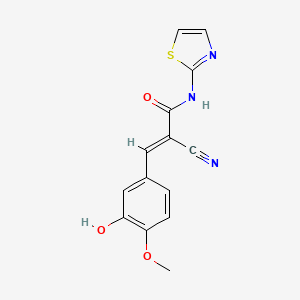(E)-2-cyano-3-(3-hydroxy-4-methoxyphenyl)-N-(1,3-thiazol-2-yl)prop-2-enamide