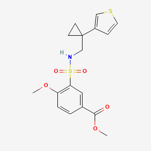molecular formula C17H19NO5S2 B2513441 Methyl 4-methoxy-3-[(1-thiophen-3-ylcyclopropyl)methylsulfamoyl]benzoate CAS No. 2415530-57-1