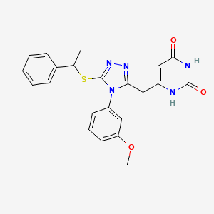 6-((4-(3-methoxyphenyl)-5-((1-phenylethyl)thio)-4H-1,2,4-triazol-3-yl)methyl)pyrimidine-2,4(1H,3H)-dione