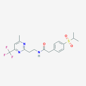 molecular formula C19H22F3N3O3S B2513458 2-(4-(异丙基磺酰基)苯基)-N-(2-(4-甲基-6-(三氟甲基)嘧啶-2-基)乙基)乙酰胺 CAS No. 1396811-60-1