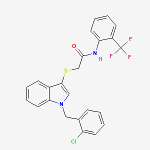 2-[1-[(2-chlorophenyl)methyl]indol-3-yl]sulfanyl-N-[2-(trifluoromethyl)phenyl]acetamide