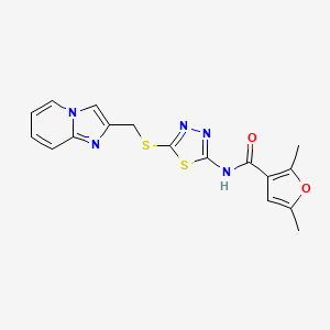 molecular formula C17H15N5O2S2 B2513463 N-(5-((imidazo[1,2-a]pyridin-2-ylmethyl)thio)-1,3,4-thiadiazol-2-yl)-2,5-dimethylfuran-3-carboxamide CAS No. 1219913-25-3