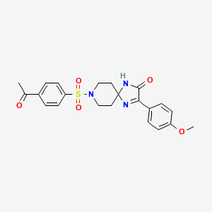 molecular formula C22H23N3O5S B2513470 8-((4-Acetylphenyl)sulfonyl)-3-(4-methoxyphenyl)-1,4,8-triazaspiro[4.5]dec-3-en-2-one CAS No. 1184971-04-7