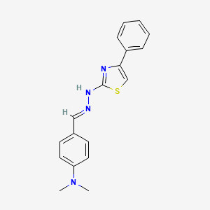 molecular formula C18H18N4S B2513478 4-(Dimethylamino)benzaldehyde (4-phenyl-1,3-thiazol-2-yl)hydrazone CAS No. 21938-32-9