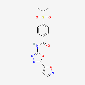molecular formula C15H14N4O5S B2513486 4-(isopropylsulfonyl)-N-(5-(isoxazol-5-yl)-1,3,4-oxadiazol-2-yl)benzamide CAS No. 946362-75-0