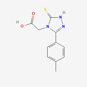 molecular formula C11H11N3O2S B2513487 2-[3-(4-methylphenyl)-5-sulfanyl-4H-1,2,4-triazol-4-yl]acetic acid CAS No. 851116-13-7
